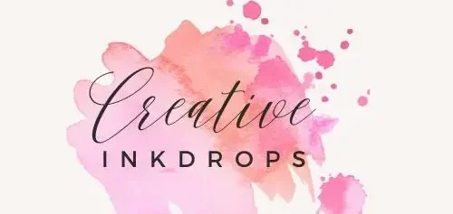 pink and orange watercolor splash with the words Creative Inkdrops